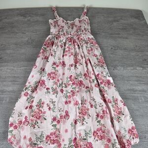 Altered State Floral Smocked Sundress Medium Pink Cottagecore Tie Back Dress